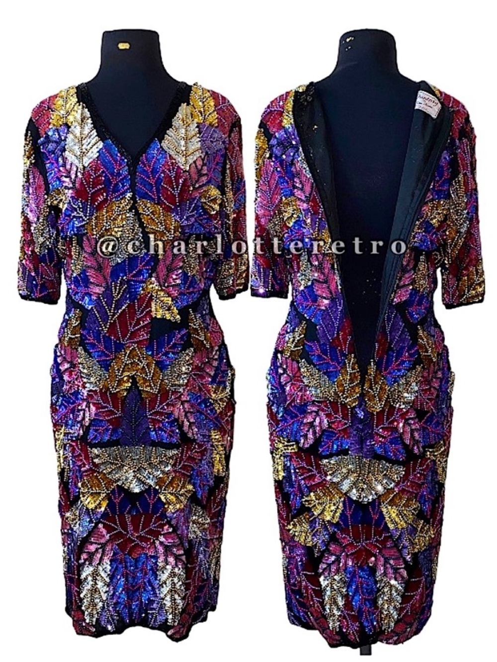 vtg FANTASY by Lisa Kane • Sequin Beaded Trophy Dress
